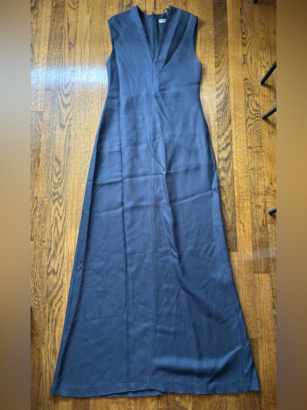 Zara Blue Knit V-Neck Sleeveless Maxi Dress